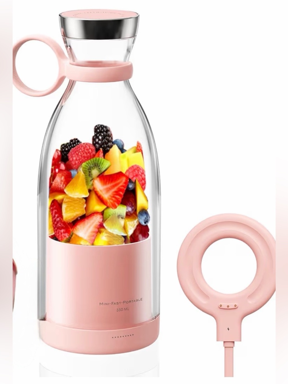 Fresh Juice Portable Blender for Shakes and Smoothies 11.83 Oz Travel Cup Pink